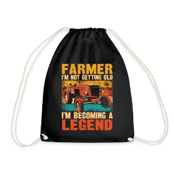 Farming Farmer Retired Vintage - Drawstring Bag - black - Front