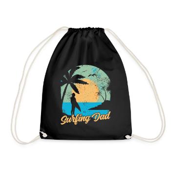 Surfender Vater Surfing Surfen Surfbrett Surfer - Turnbeutel - Schwarz - Vorne