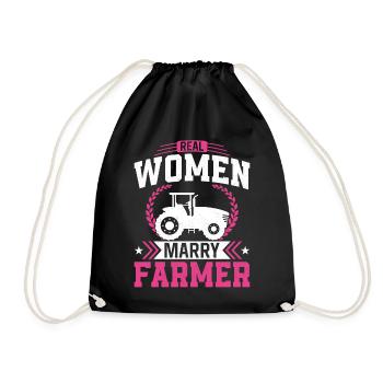Farming Farmer Husband Wife - Drawstring Bag - black - Front