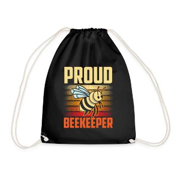 Proud Beekeeper Beekeeping Beekeeping Honey Bee - Drawstring Bag - black - Front