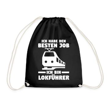 Eisenbahn Dampflok Lokomotive Lokführer - Turnbeutel - Schwarz - Vorne