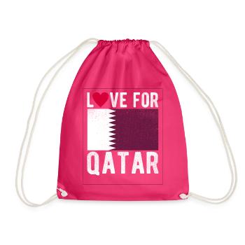Qatar Flag - Drawstring Bag - fuchsia - Front