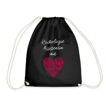 Radiologieassistenzin mit Herz Röntgen Radiologie - Turnbeutel - Schwarz - Vorne