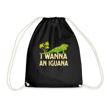 I want an iguana funny reptile lover - Drawstring Bag - black - Front