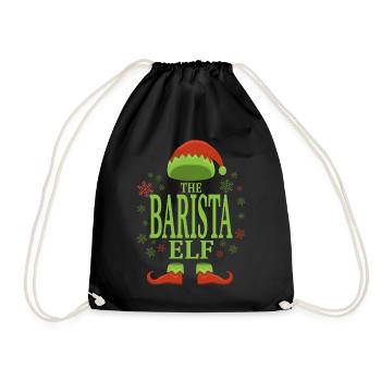 Barista Weihnachtself - Turnbeutel - Schwarz - Vorne