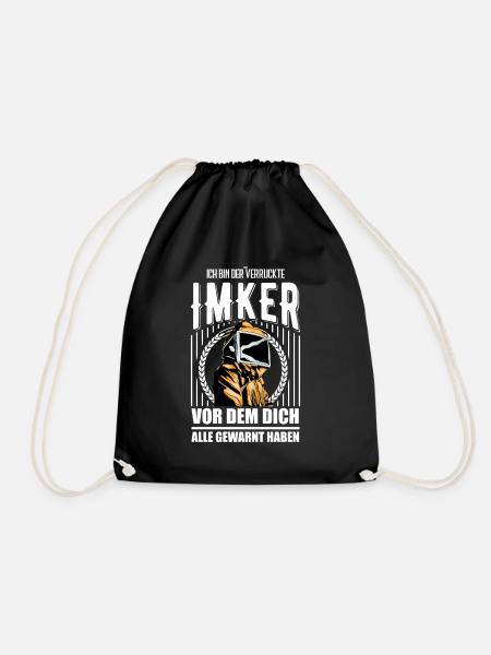 I am the crazy beekeeper Before you all - Drawstring Bag - black