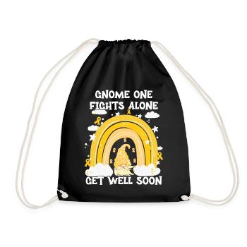 Gnome One Fights Alone Sarcoma Cancer - Drawstring Bag - black - Front