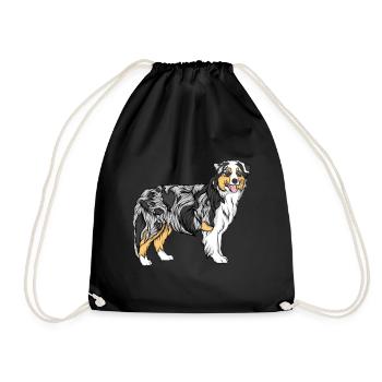 Border collie - Drawstring Bag - black - Front