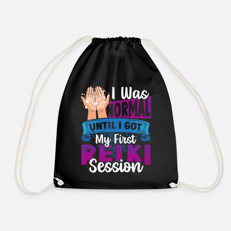 Reiki Practitioner Design for an Energy Healer - Drawstring Bag - black