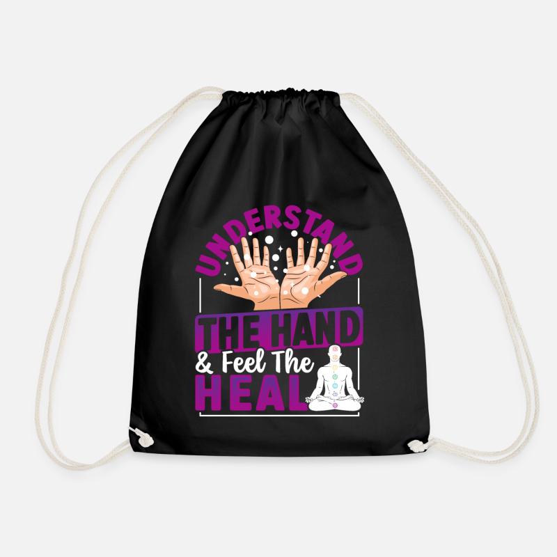 Reiki Practitioner Design for an Energy Healer - Drawstring Bag - black