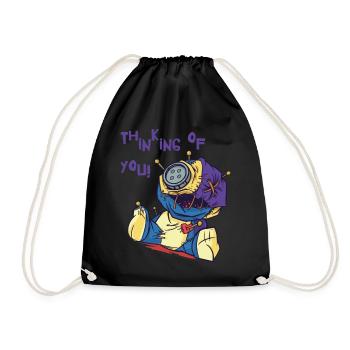 Thinking Of You Voodoo Doll Creepy Halloween Witch - Drawstring Bag - black - Front
