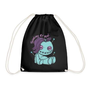 Zombie Voodoo Puppe, die an dich denkt! Halloween- - Turnbeutel - Schwarz - Vorne