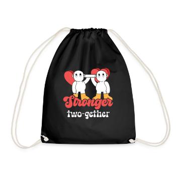 Valentines Couple Stronger Together Lifetime - Drawstring Bag - black - Front