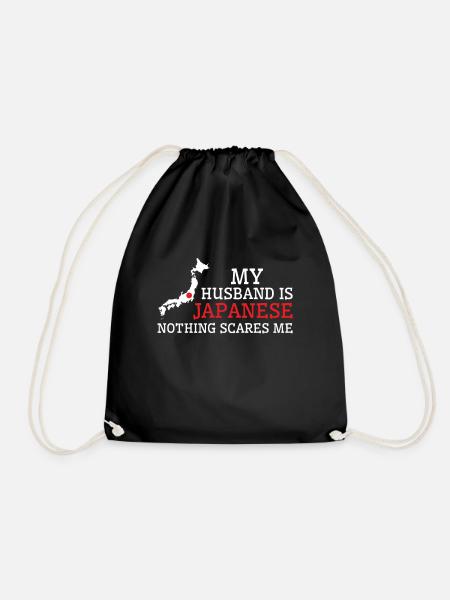 Nothing Scares Me Japanese Husband Japan - Drawstring Bag - black