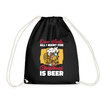 Lieber Weihnachtsmann Weihnachten Biertrinken - Turnbeutel - Schwarz - Vorne