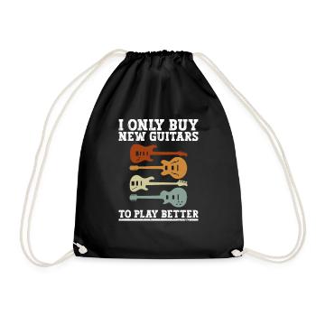 I only buy new guitars to play better - Drawstring Bag - black - Front