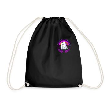 Halloween Shirt, Spooky Season Pocket Ghost - Drawstring Bag - black - Front