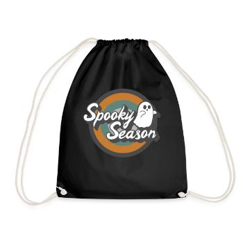 Halloween Shirt, Spooky Season Ghost Costume Gift - Drawstring Bag - black - Front