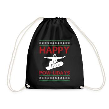 Snowboarding Ugly Christmas - Happy Pow-Lidays - Turnbeutel - Schwarz - Vorne