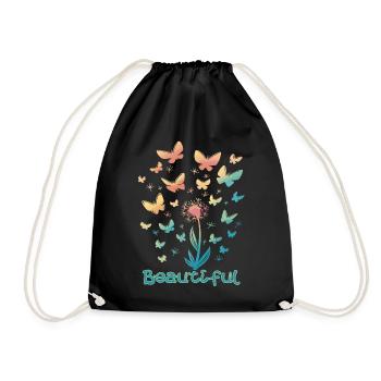 Butterfly Beautiful Flower Autumn Spring Schmett - Drawstring Bag - black - Front