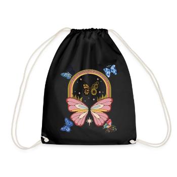 Butterfly Addicted Butterflies Galaxy Autumn - Drawstring Bag - black - Front