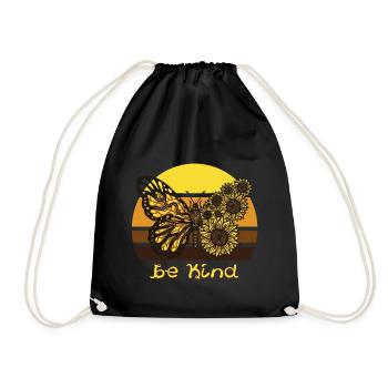 Be Child Butterfly Sunflower Butterflies L - Drawstring Bag - black - Front