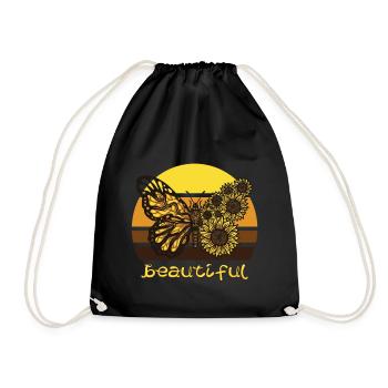 Beautiful butterfly sunflower butterflies L - Drawstring Bag - black - Front
