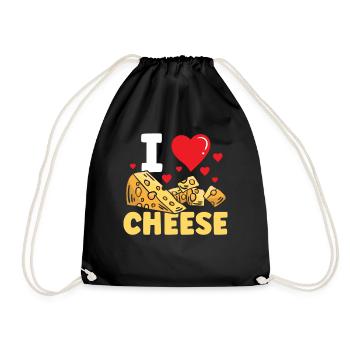 I love cheese lovers sweet sayings - Drawstring Bag - black - Front