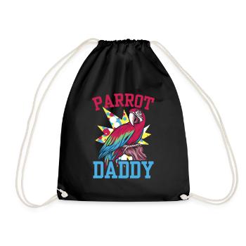 Parrot Papa Pet Parrot Animal Cute - Drawstring Bag - black - Front