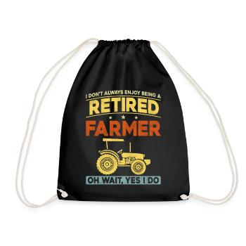 Farming Farmer Retired Vintage - Drawstring Bag - black - Front