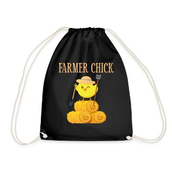 Farming Farmer Girl Chicken Farmer - Turnbeutel - Schwarz - Vorne