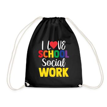 I love school social work school social workers - Drawstring Bag - black - Front