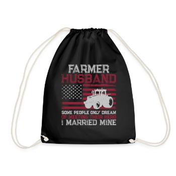 Farming Farmer Husband Tractor - Drawstring Bag - black - Front