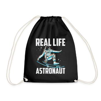 Real Life Astronaut Space Astronomy Rocket - Drawstring Bag - black - Front