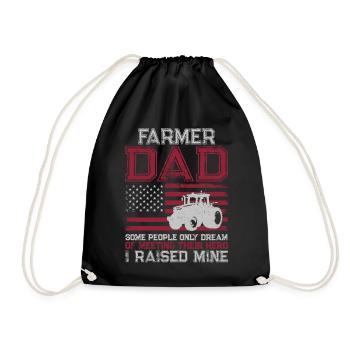 Farming Farmer Dad Father Tractor - Drawstring Bag - black - Front