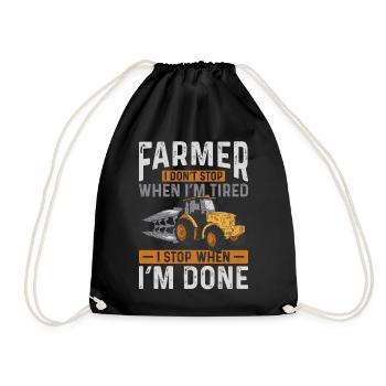 Farming Farmer Vintage Tractor - Drawstring Bag - black - Front