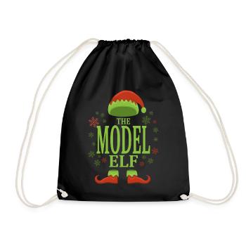 Model Weihnachtself - Turnbeutel - Schwarz - Vorne