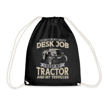 Farming Farmer Vintage Tractor - Drawstring Bag - black - Front