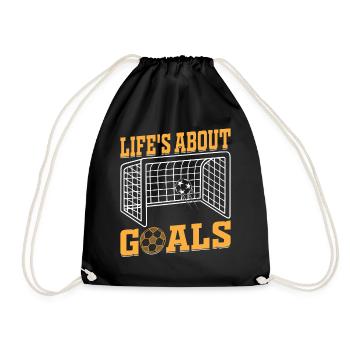 Soccer Lover - Life's About Goals Soccer Quotes So - Drawstring Bag - black - Front