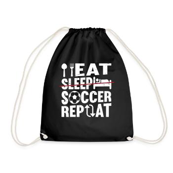 Eat Sleep Soccer Repeat - Soccer Player Funny Socc - Drawstring Bag - black - Front