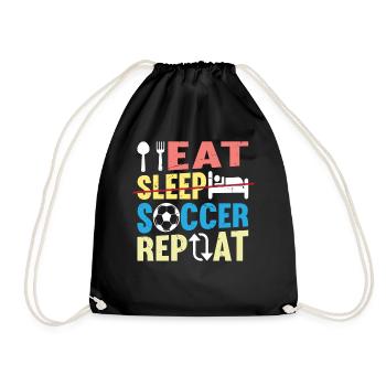 Eat Sleep Soccer Repeat - Soccer Player Funny Socc - Drawstring Bag - black - Front