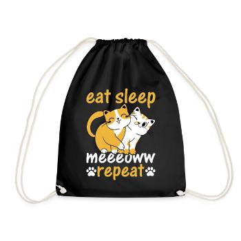 Cat Owner I Eat Sleep Meeeoww Repeat I Cat Lover - Turnbeutel - Schwarz - Vorne