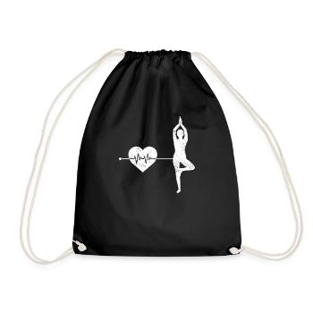 Yoga heartbeat - Drawstring Bag - black - Front