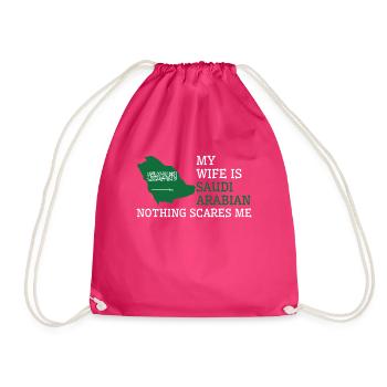 Nothing Scares Me Saudi Arabian Wife Saudi Arabia - Drawstring Bag - fuchsia - Front