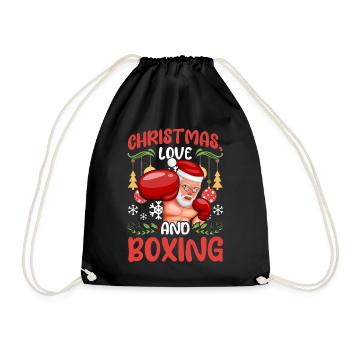Christmas Love Boxing Boxer Christmas Gift - Drawstring Bag - black - Front