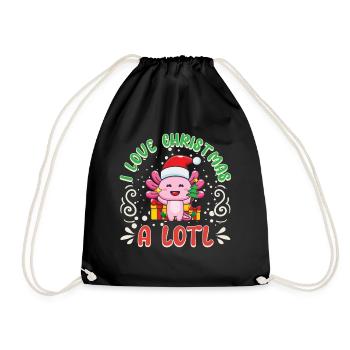 Love Christmas a LOTL, Liebe Weihnachten Axolotl - Drawstring Bag - black - Front