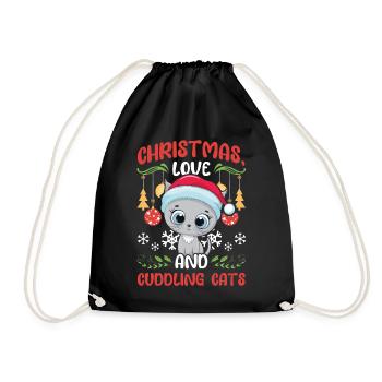Câlin animal amour Noël, amour chats - Sac de sport léger - noir - Devant