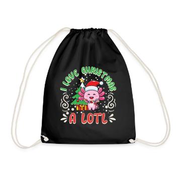 Love Christmas a LOTL, Liebe Weihnachten Axolotl - Drawstring Bag - black - Front