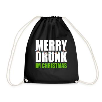 Funny Merry Drunk I'm Christmas Ugly Christmas - Turnbeutel - Schwarz - Vorne