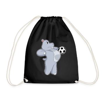 Hippopotamus Soccer Player Soccer - Drawstring Bag - black - Front